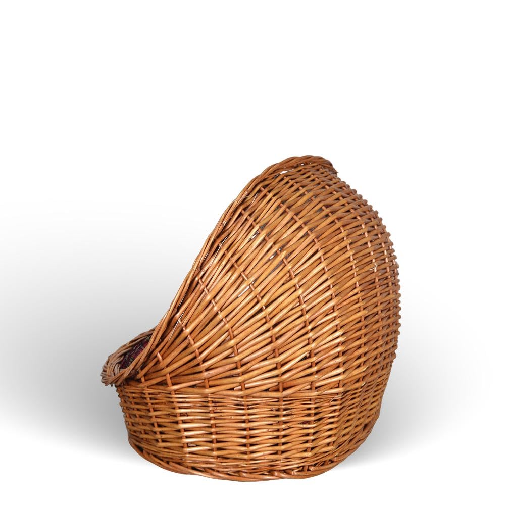 OKAFFAREFATTO MADDALONI Katzenstreu aus Weide mit Kissen, Körbchen für Haustiere, 46 x 34 x 36 cm, klein