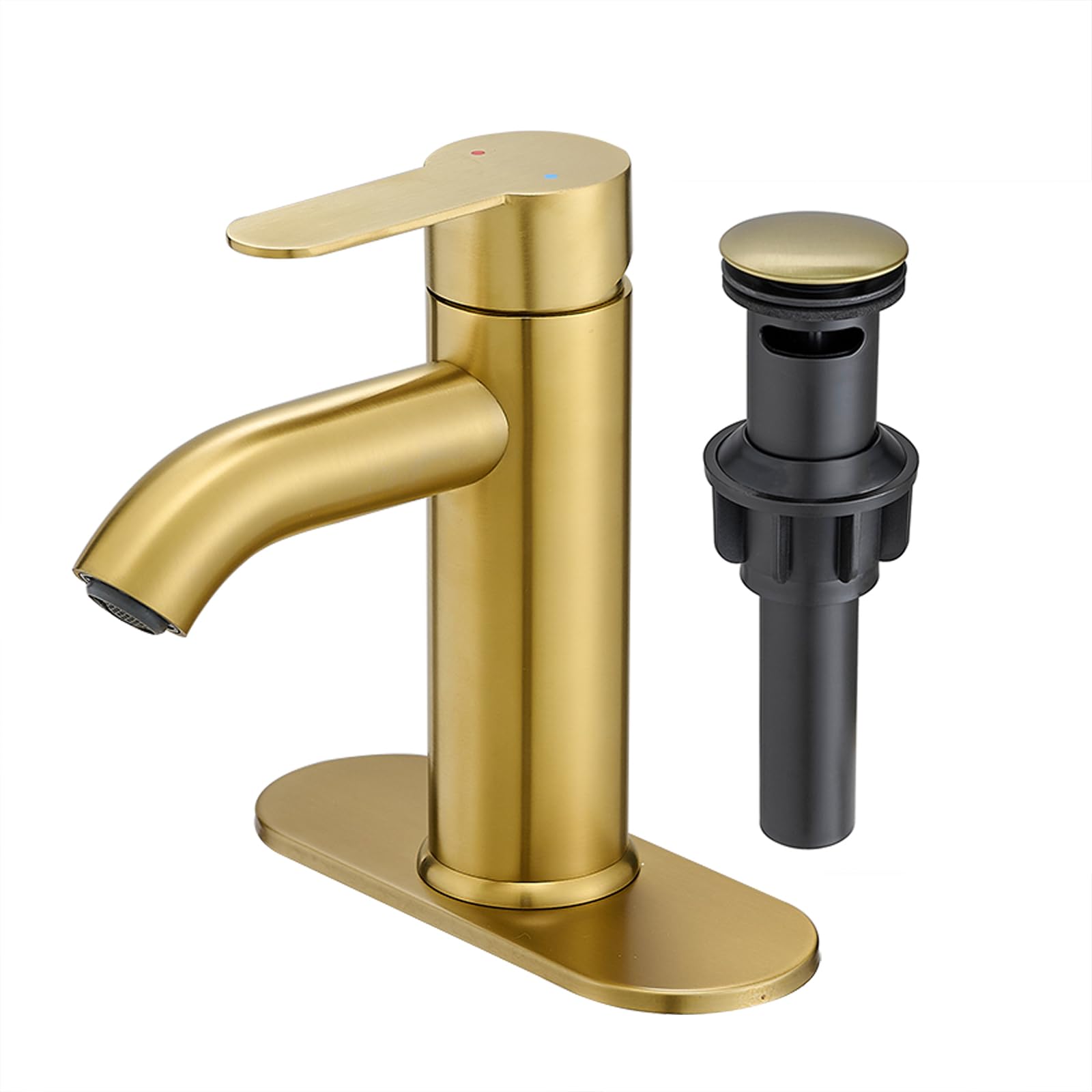 Hcfyauis Brushed Gold Bathroom Faucets 1 Or 3 Holes, Single Handle Bathroom Sink Faucet With Pop-Up Drain For Vanity Rv Lavatory Restroom Sink