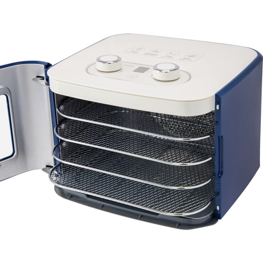 NESCO FD-41B Snackmaster Jr deshidratador de alimentos para carne de vacuno, cecina, frutas, especias y aperitivos, 4 bandejas, azul