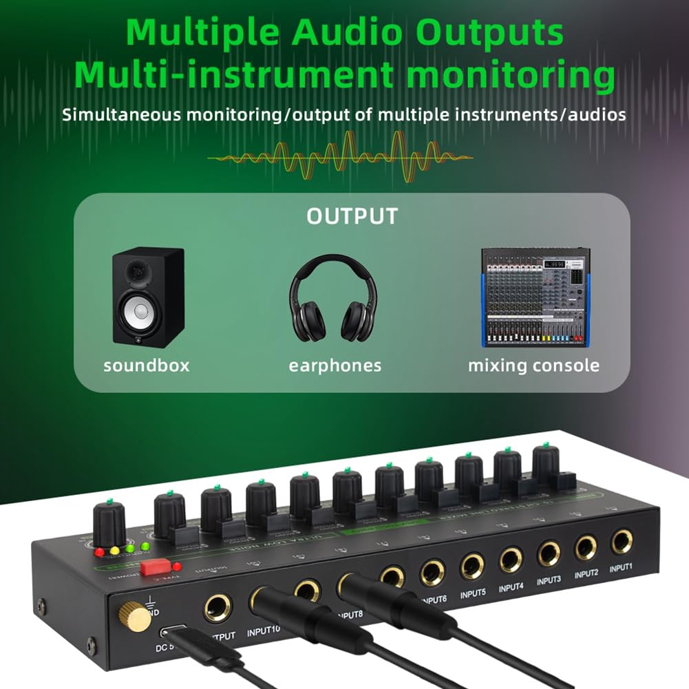 Mezclador de Sonido Profesional de 10 Canales, Mezclador de Sonido LED de Bajo Ruido con Luz RGB para Submezcla, Conmutador Estéreo, Enchufe de la UE