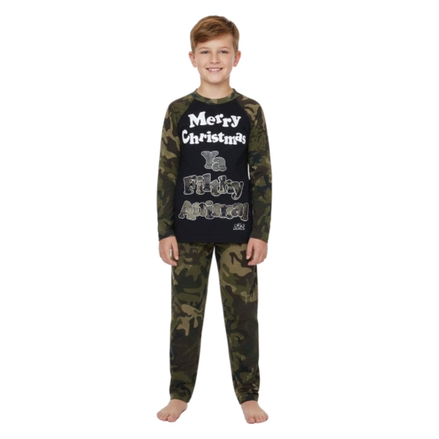 A2z 4 Kids Girls Camo Green Boys Pj's Ya Filthy Printed Christmas Pyjamas - Pjs Camo Ya Filthy Green 5-6