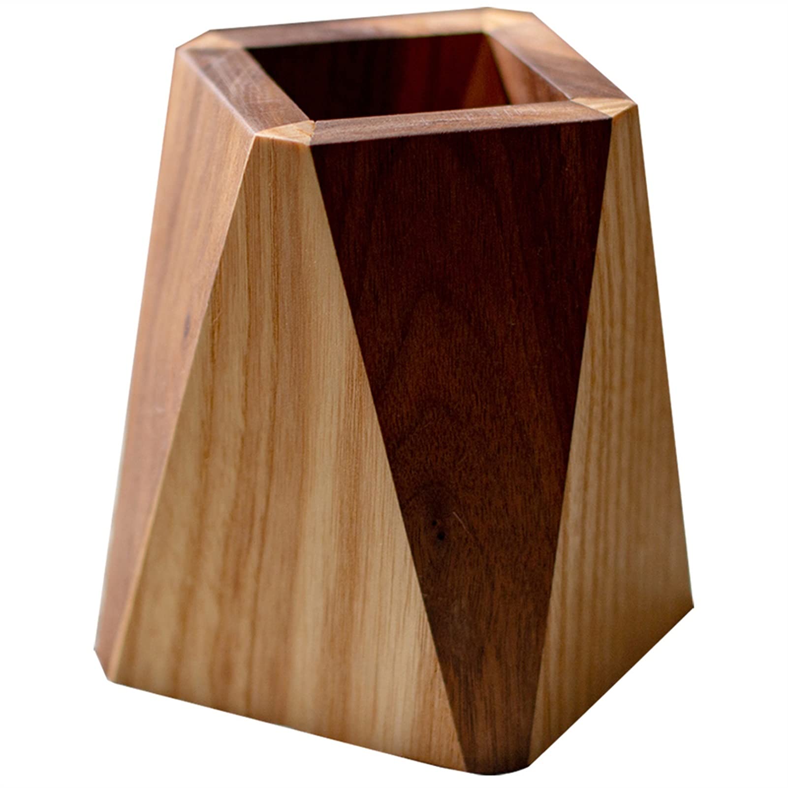 Pot à crayons en bois naturel de frêne vintage pour bureau, bureau et maison
