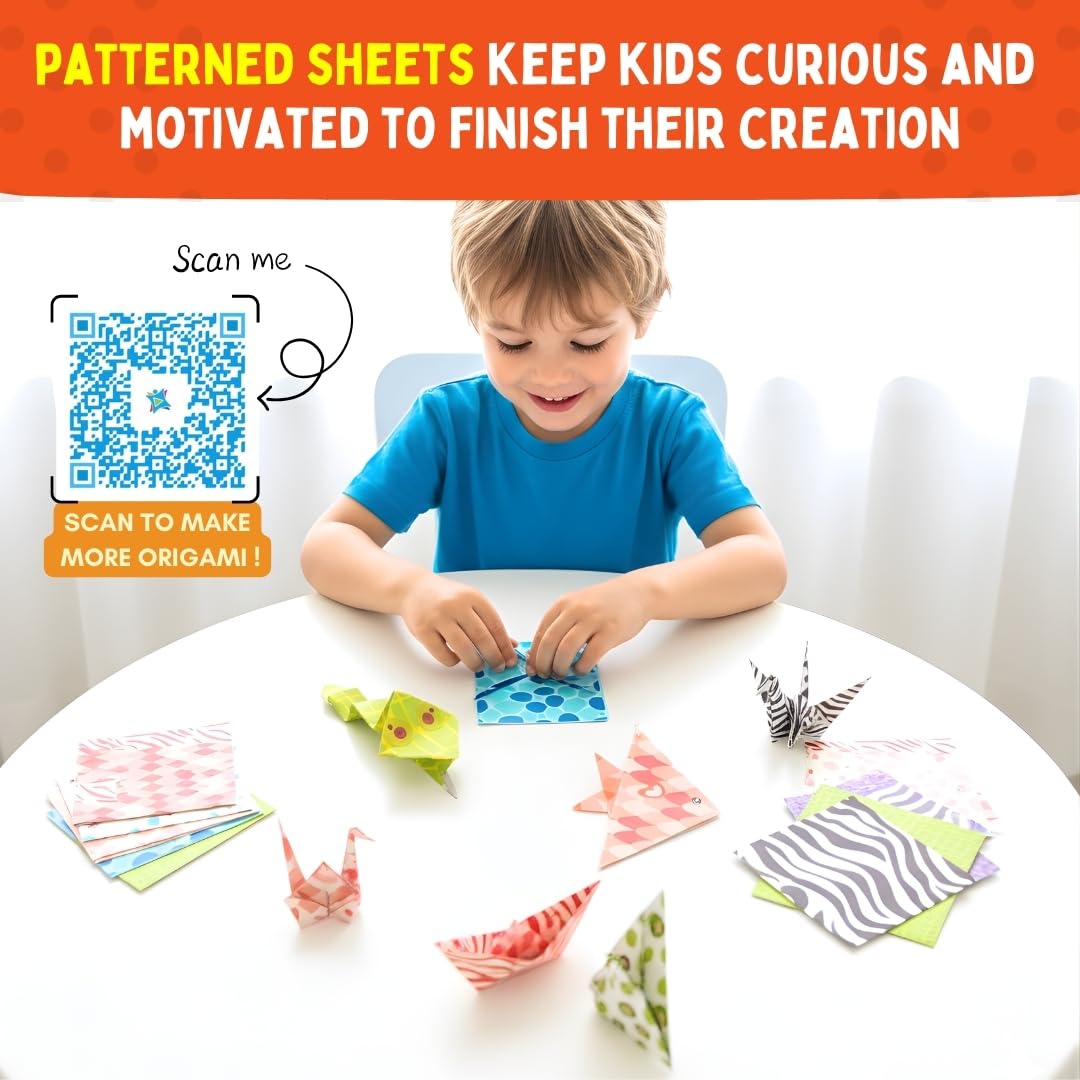 PepPlay 3D Origami Paper Craft Kit - Best Birthday Return Gifts for Kids Ages 3 4 5 6 7 8 | 48 Sheets + Booklet + QR Video Tutorials Each | Mess-Free Travel Activity | Boys & Girls Gift 3