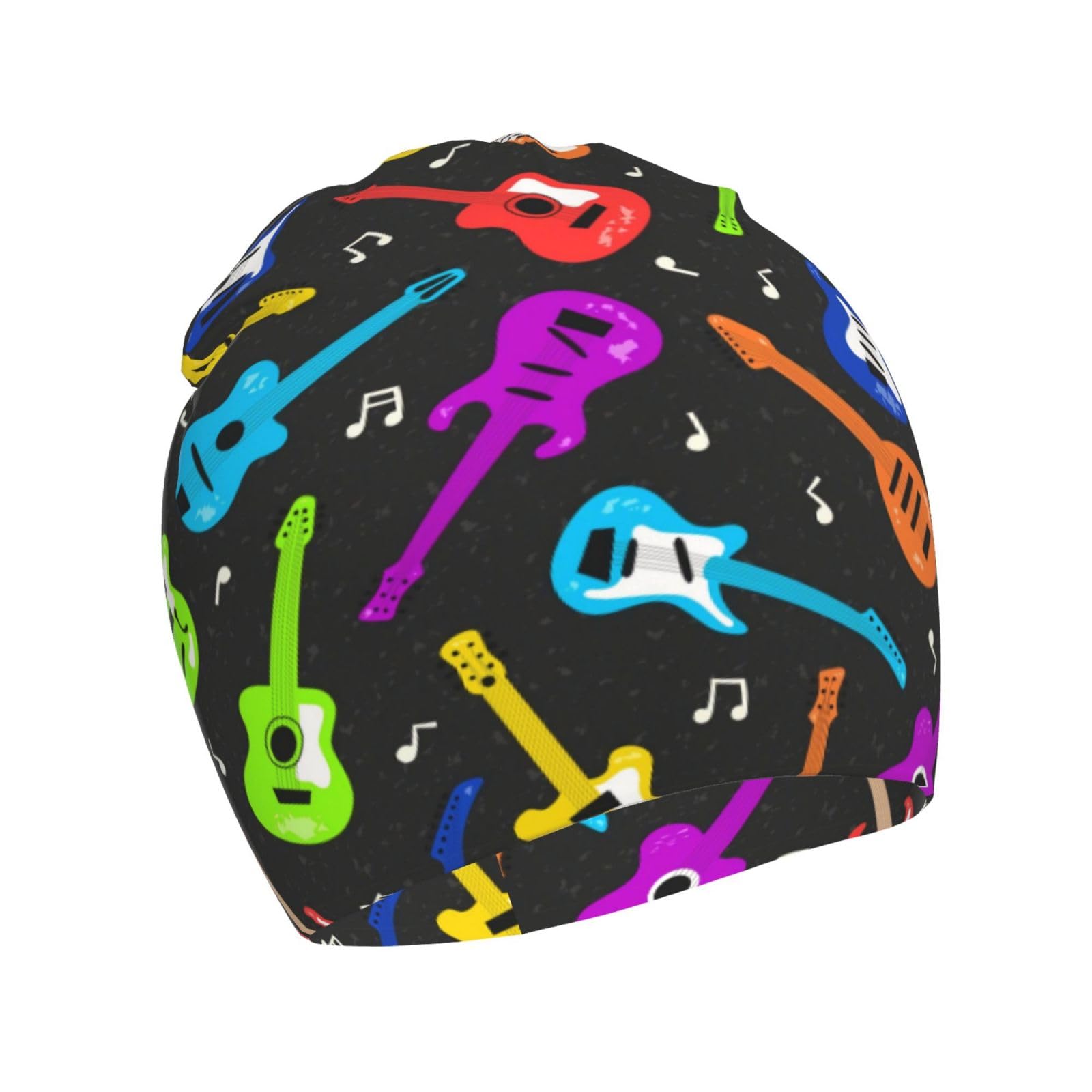 Rqzwdq Guitar and Musical Notes Pattern Kids Beanie Hats Warm Knit Beanie Cap Skull Caps Gifts Decor for Boys Girls