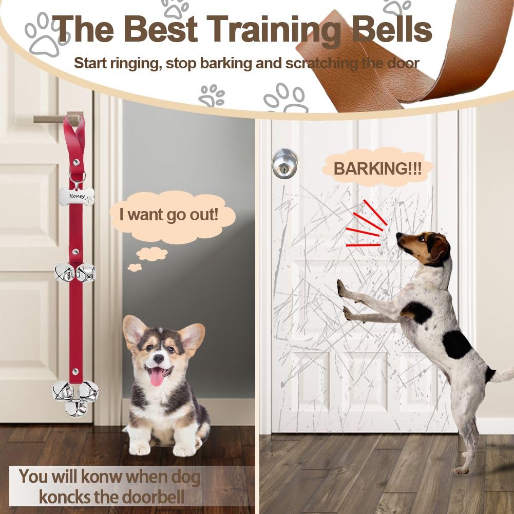 Puerta para Perros, Campanas de Entrenamiento para Mascotas, Timbre de Puerta para Perros para Salir al Aire Libre Campana de Tren de Cachorros para Perros para Sonar para IR al 005RGSL