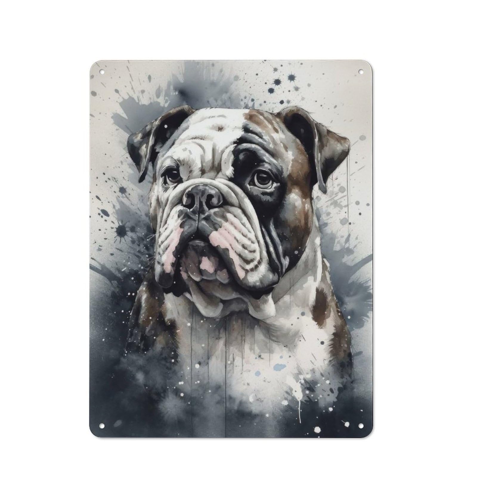 Bistro Style Bulldog Beauty Watercolor Decorative Metal Plaque 40x30cm, Bistro Wall Plaque for Tea Room, Shop Wall Or Breakfast Area