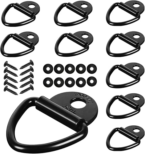 Anclajes de amarre de carga, 10 piezas de anillo en V de acero de 2 pulgadas de diámetro, anclaje para remolque para carga en camiones, camionetas,