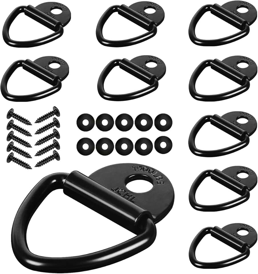 Cargo Tie-Down Anchors, 10PCS V-Ring 2" Diameter Steel V-Ring Bolt On Trailer Anchor for Cargo on Trucks Pickups Trailers Flush Mount TieDown Anchor