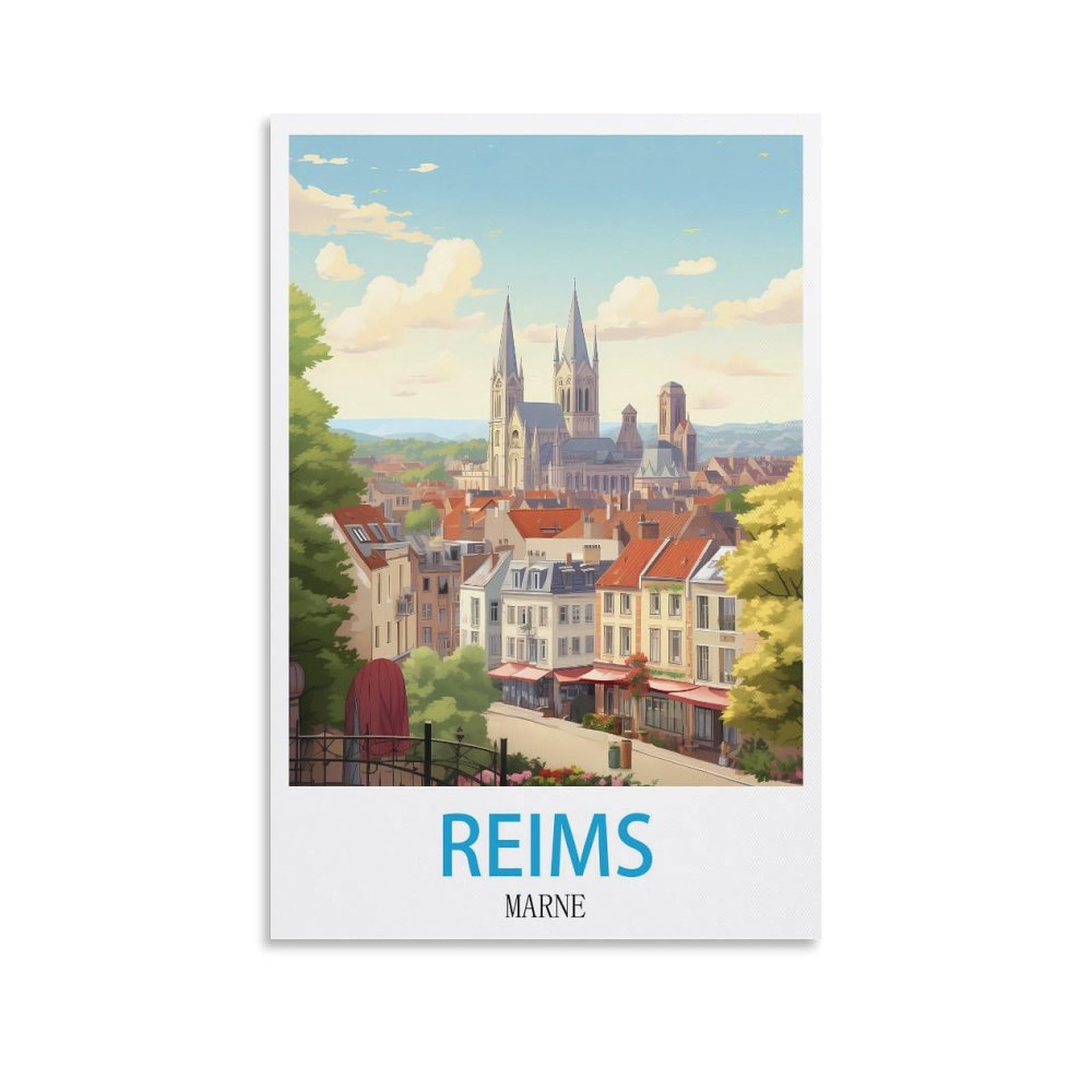CEYHNO Reims Marne Vintage Travel Poster 08x12inch(20x30cm) Canvas Art Poster And Wall Art Picture Print Modern Family Bedroom Decor