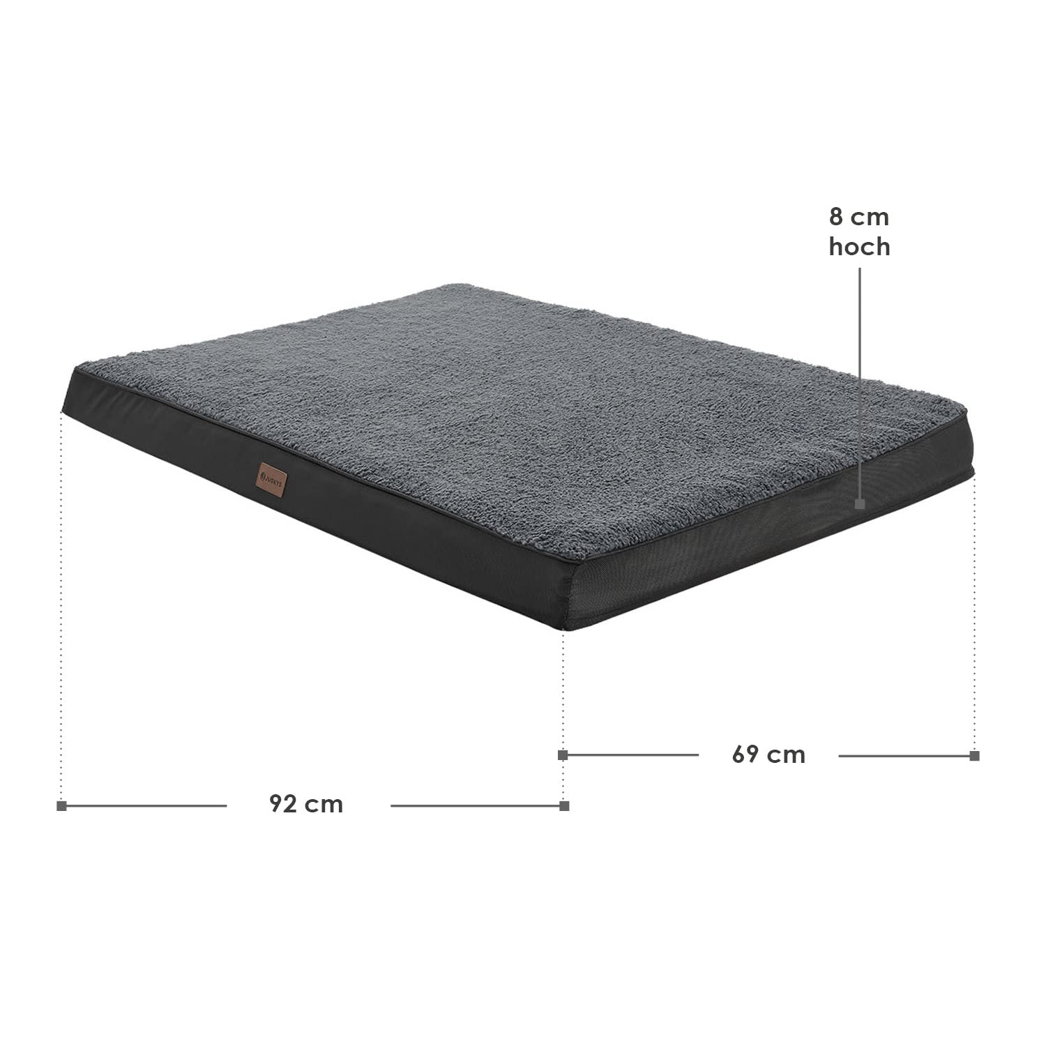 Juskys Hundebett Milow orthopädisch 92x69cm - flauschig & stabil - Bezug abnehmbar & waschbar - Hundekissen Hundematte für mittlere Hunde - Grau