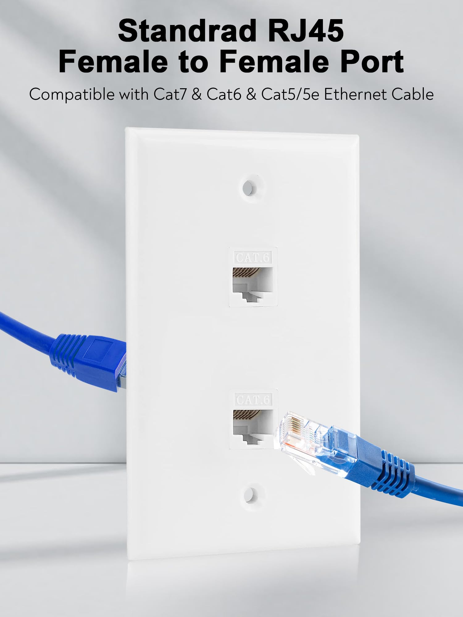Płyta ścienna Ethernet, 2 porty Cat6 Keystone żeńska do żeńskiej płyta ścienna - biała
