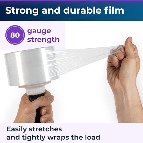 Miniatura 4 de IDL Packaging Mini rollo de envoltura elástica de 3 x 1000 pies de calibre 80 4 rollos con mango de plástico película de plástico transparente extra