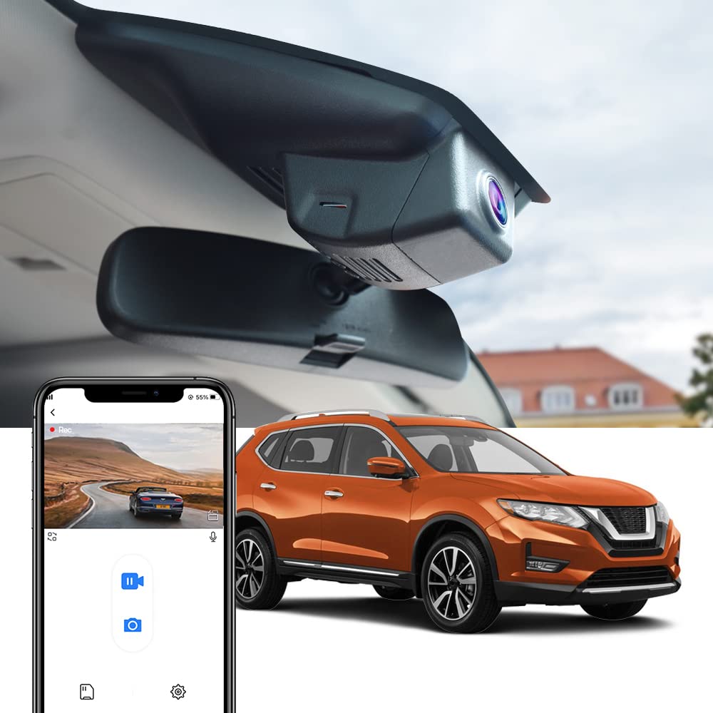 Fitcamx 4K Dash Cam Compatible with Nissan Rogue 2017 2018 2019 2020 S SL SV Hybrid Sport Utility 4D (8.1in), OEM Look, Ultra HD 2160P Video, Loop Recording WiFi, G-Sensor, Easy to Set, 64GB Card
