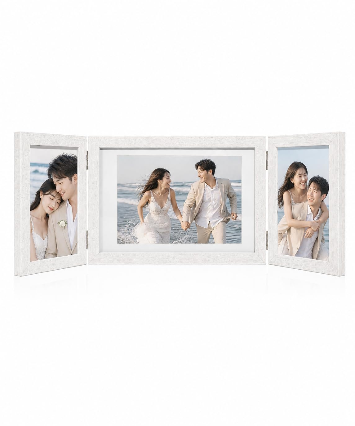 Amazon.co.jp: Afuly 写真たて ホワイト フォトスタンド 三つ折り 木目