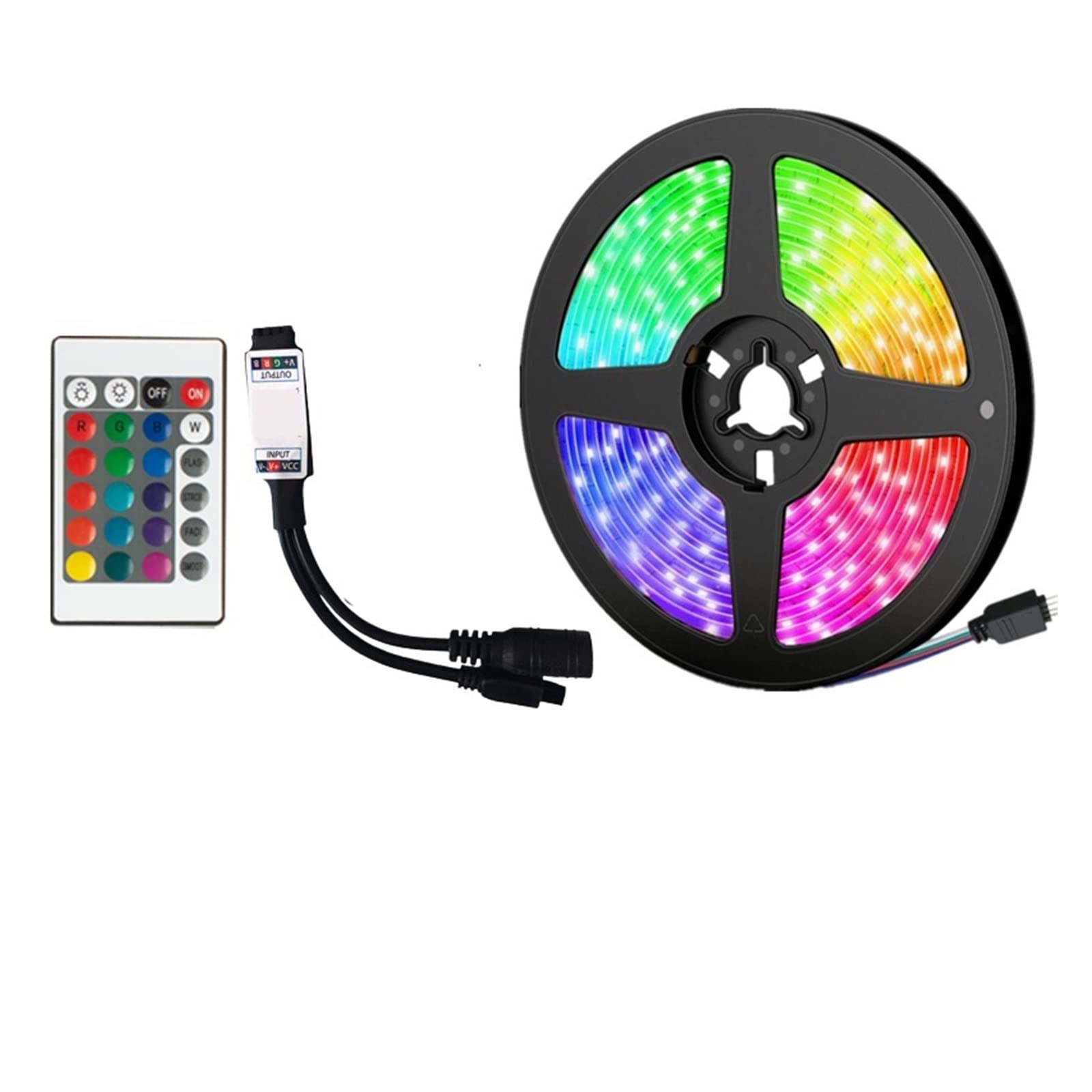 Bande lumineuse LED RGB5050 - Ruban flexible à diode LED pour décoration de chambre, rétroéclairage TV, maison (BT 24 touches, 40 m)