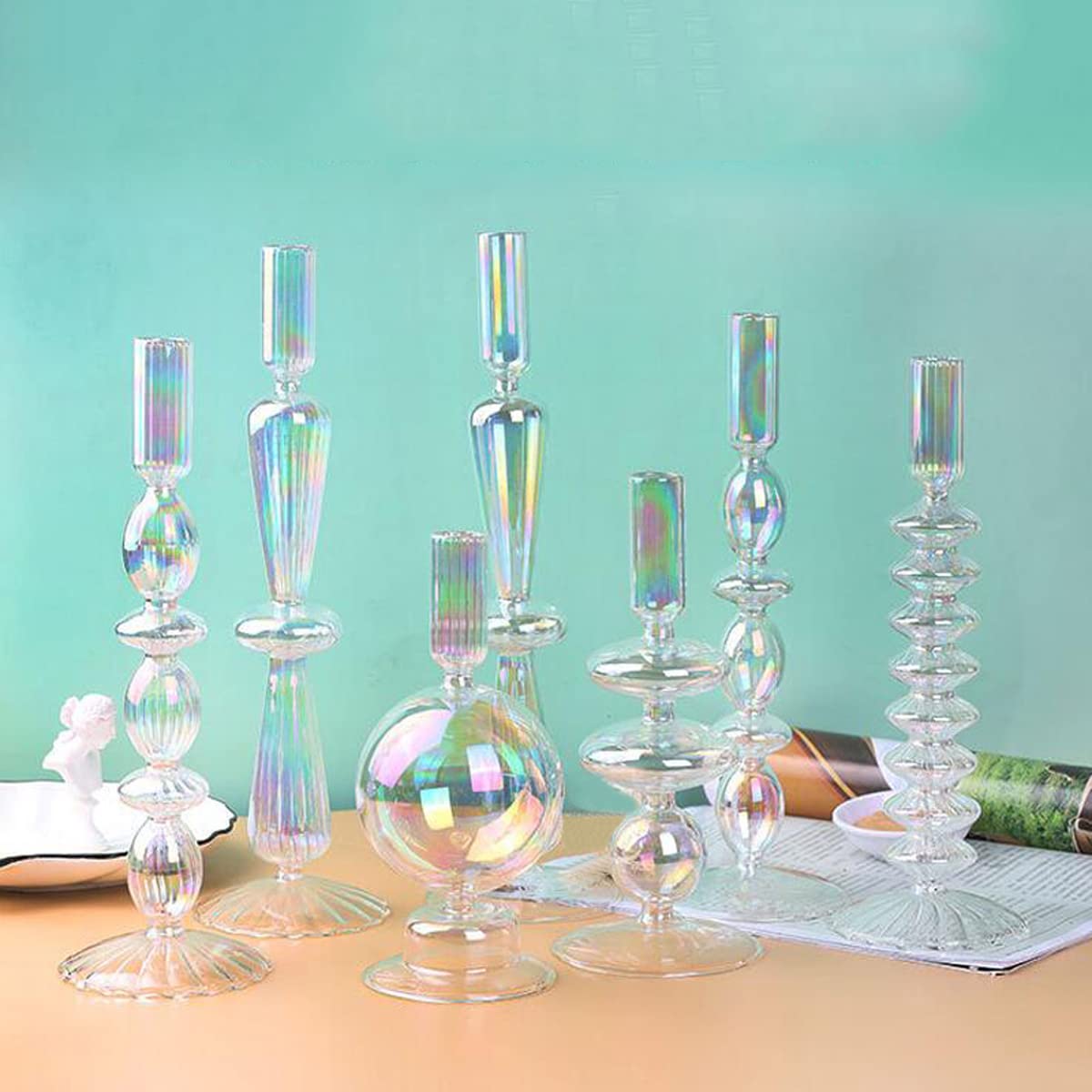 Mesas Candelabro De Cristal Soporte De Vela Cónica Candelabros Centros De Mesa para Navidad Boda Fiestas De Cumpleaños Mesa De Cena