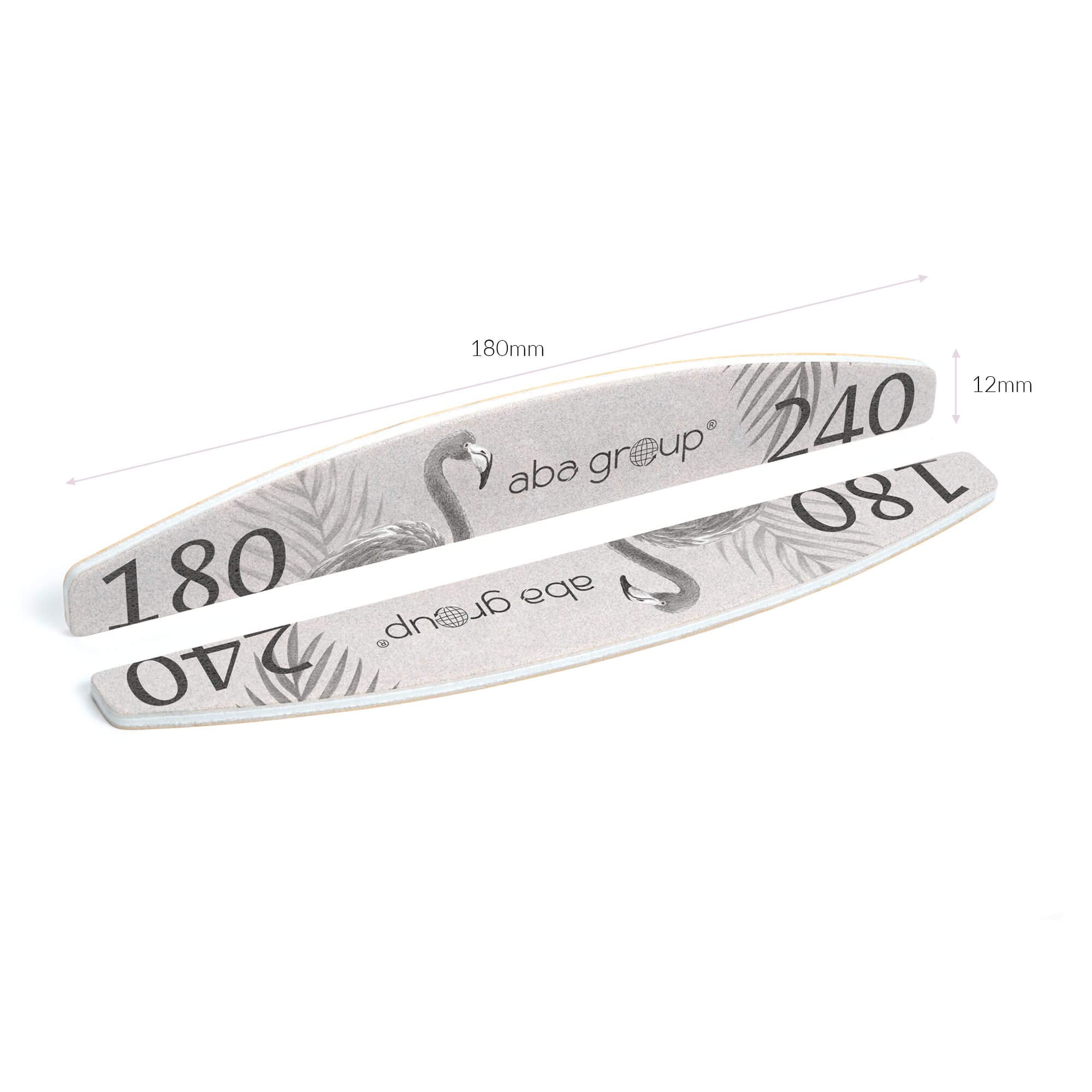Aba Group 100 lime professionali per unghie a mezzaluna fenicottero 180/240 Slim, resistenti, monouso, di buona qualità, resistente all'abrasione, set di lime per unghie, prodotto in UE