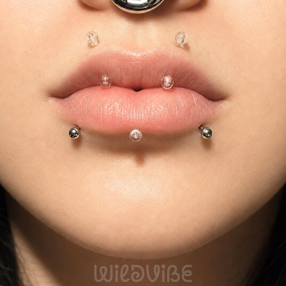Transparenter Piercing-Halter für Chirurgie, Bioflex-Kunststoff, gebogen, unsichtbare Knorpelohrringe für Rook, Helix, Daith, Tragus, Conch, vertikales Labret-Schlangenbiss, 8, 10, 12 mm, 16 g, 6