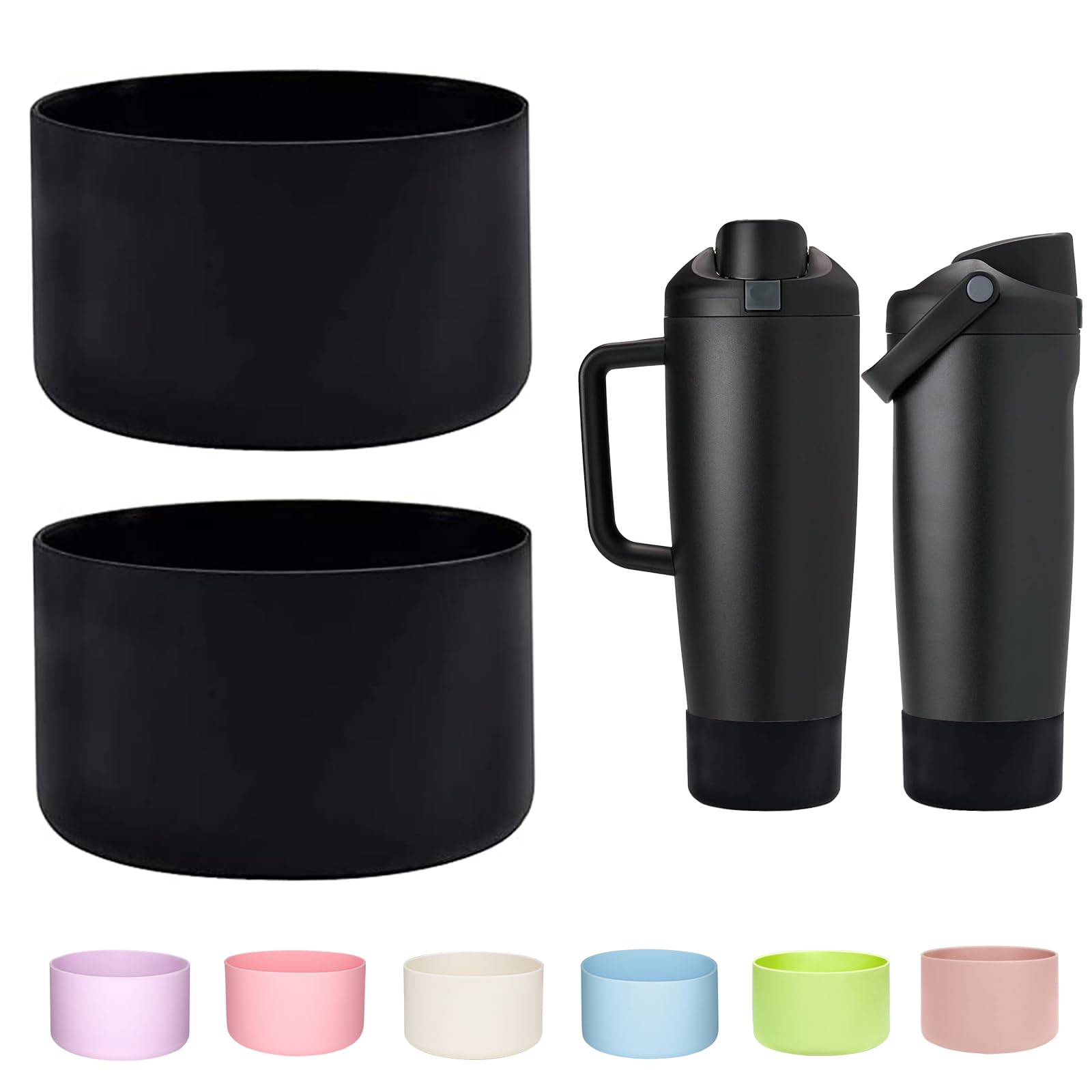 WK IEASON 2PCS Protective Silicone Boots Compatible with Owala FreeSip Sway 30oz 40oz Bottles and 40oz Tumblers, Anti-Slip Bottom Cover Boot for Owala