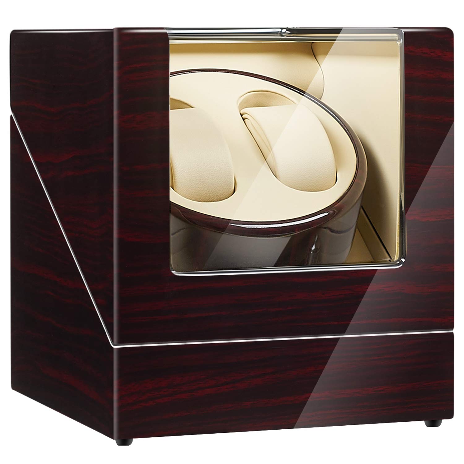 QUSYZD Automatic Watch Winder with Japanese Motor,Dual Power Supply,Wooden Storages Box Case for Automatic Watches,