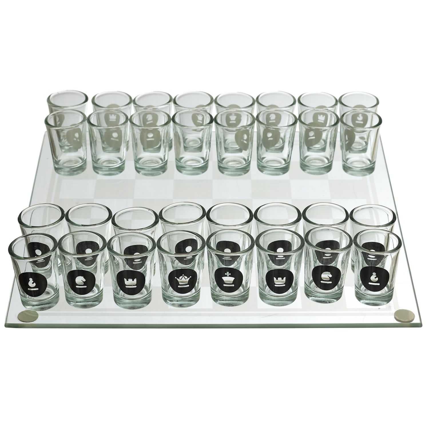 Mister Gadget, MG3519, Gioco di Scacchi da Bere in Vetro, Gioco di Scacchi da Bere in Vetro, Colori: Bianco e Nero, Perfetto per Serate e Regali Divertenti