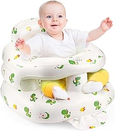 Asiento inflable para bebé Partir de 3 Meses, Silla Infantil Inflable con Bomba de Aire Integrada, silla inflable con soporte para espalda y cuello para Viajes, Alimentación, Camping, Aprender