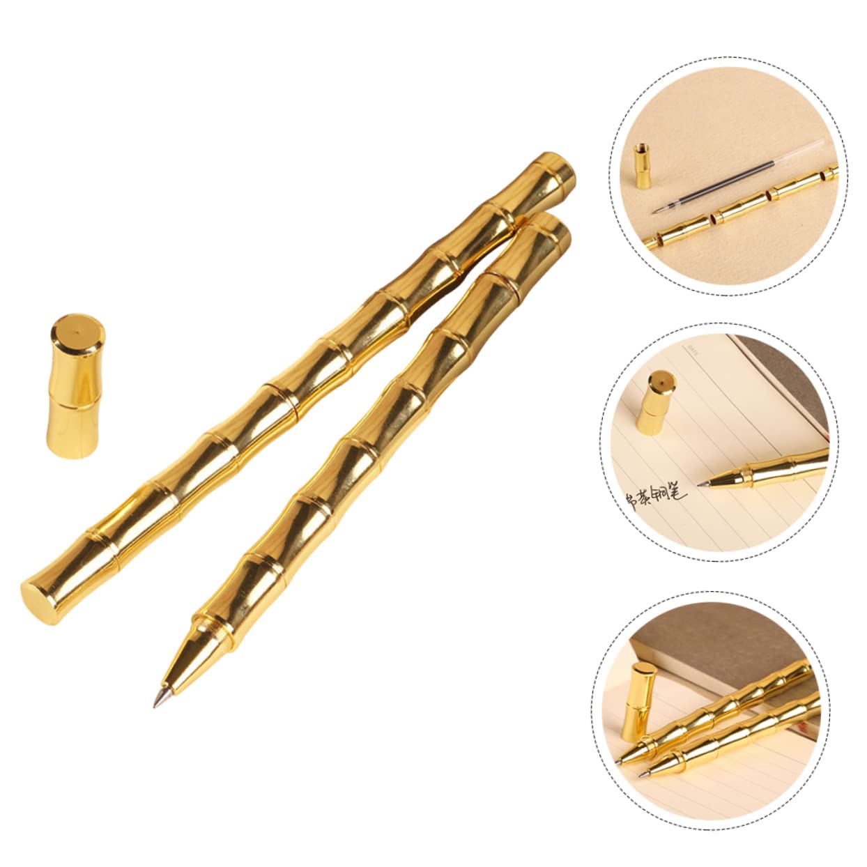 SHINEOFI Juego De 4 Bolígrafos De Firma De Bambú Neutros Bolígrafo De Tinta Estilográfica Bolígrafo Negro Suministros Creativos De Oficina Latón Dorado 2 Unidades 2 piezas x 4