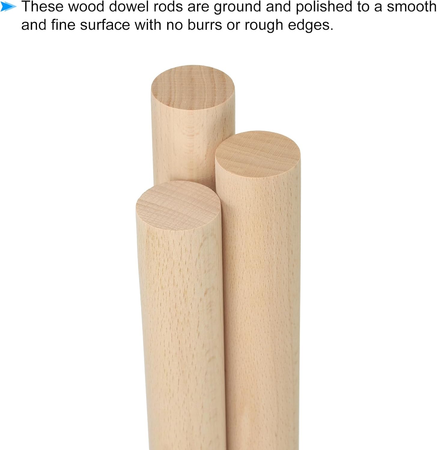 PATIKIL 1-1/8 x 4 Inch Dowel Rods Wood Sticks, 10 Pcs Unfinished Wooden Dowel Rods Round Dowels Hardwood Sticks for DIY Crafts and Home Decor