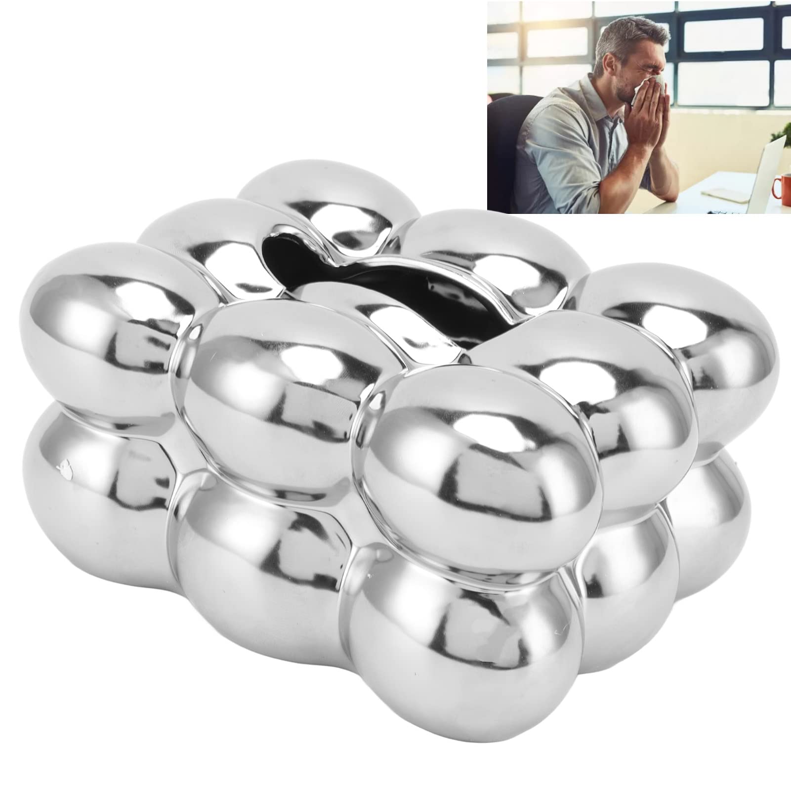 KKPLZZ Galvanisierte Keramik-Taschentuchbox, Dekorative, Elegante Kosmetiktuch-Servietten-Spenderbox (Galvanisieren von Silber)