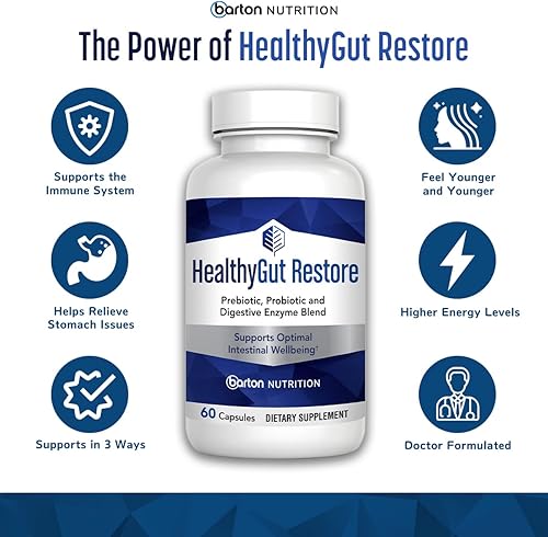 Miniatura 5 de HealthyGutSupport+ - Apoyo a la salud intestinal y la inmunidad con prebióticos, probióticos y enzimas digestivas para la digestión y la absorción,