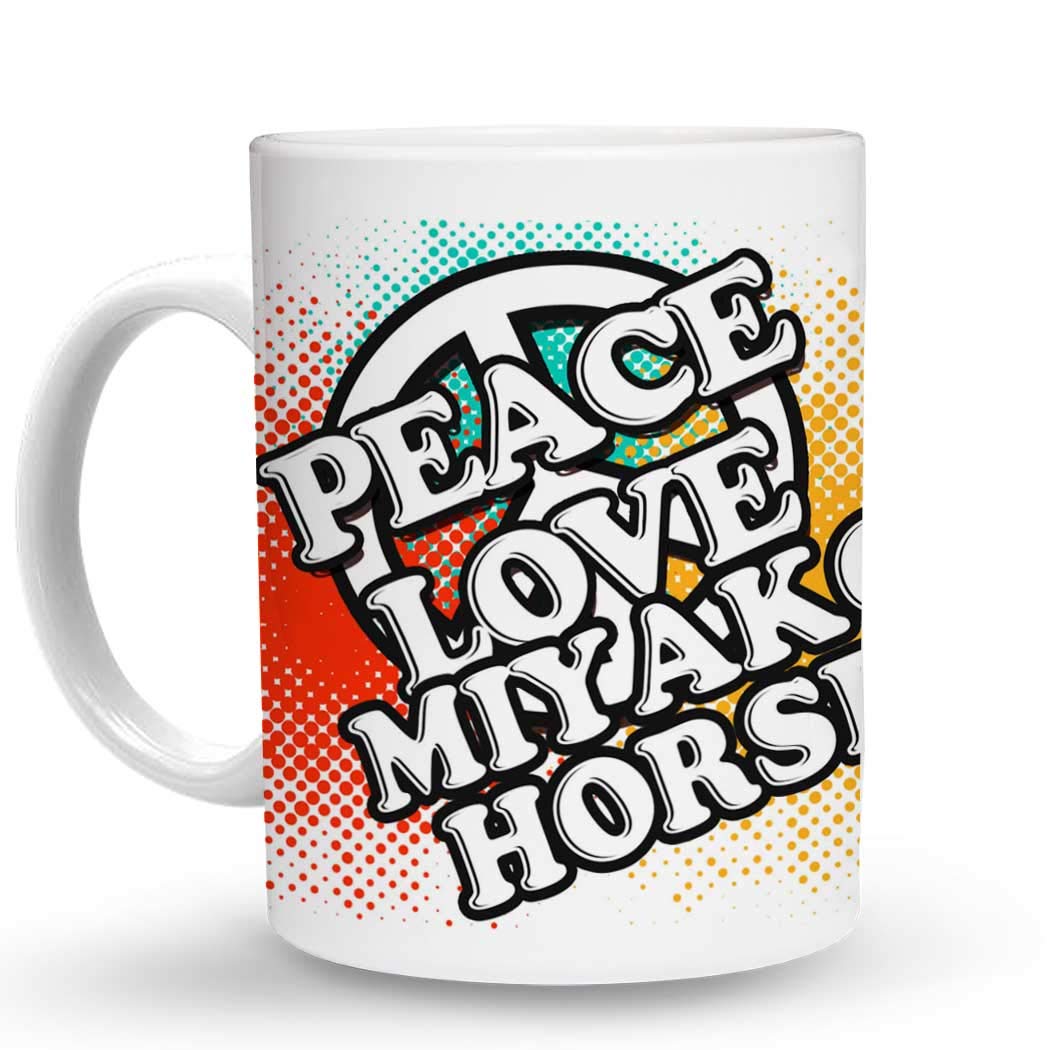 PEACE LOVE MIYAKO HORSE 6 oz Ceramic Espresso Shot Mug/Cup Design#70