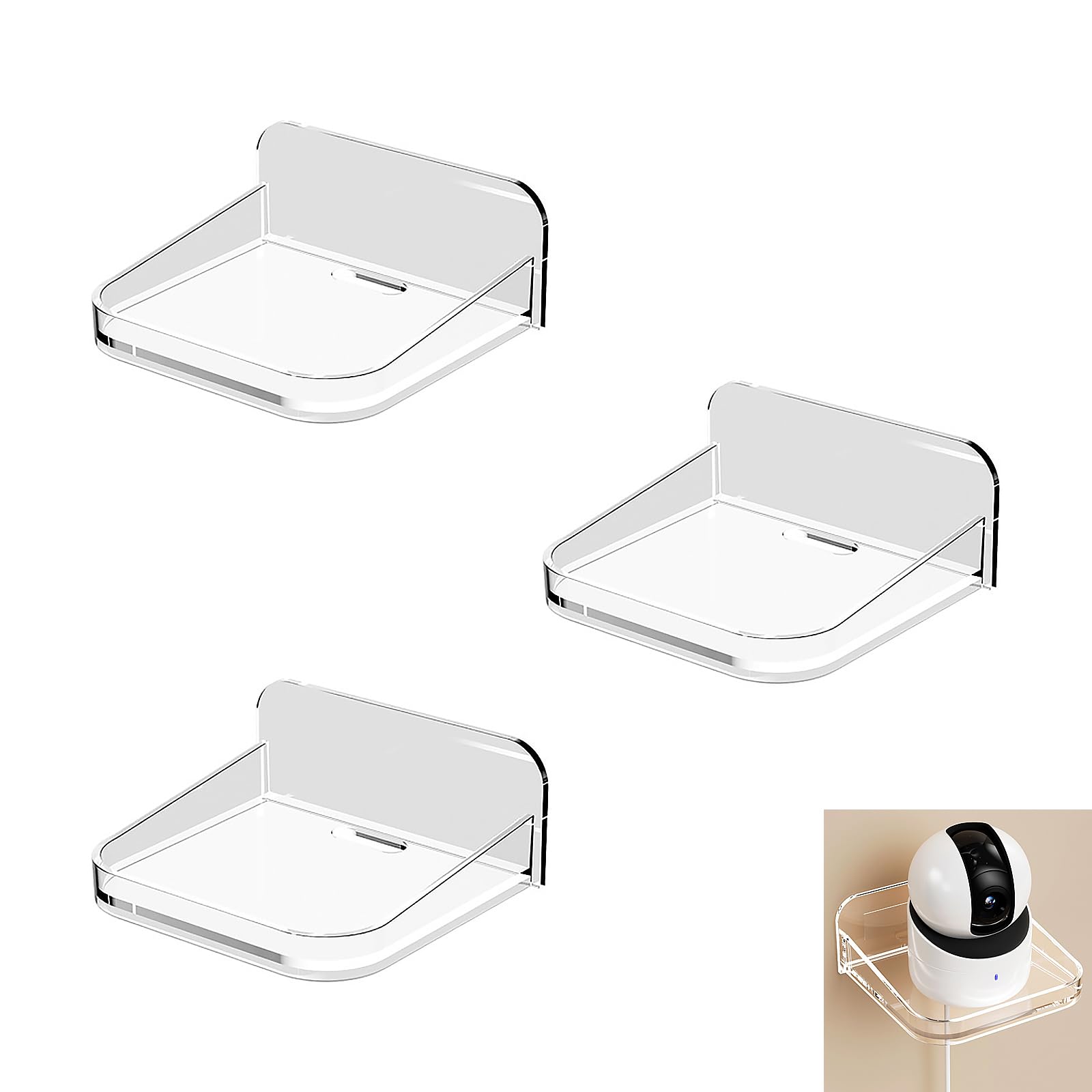 Wall Mount Security Camera Shelf - 3PCS Non-Trace Baby Monitor Mount Security Cameras Wall Shelf, Floating Nest Security Cam Holder Pet Monitor Bracket for Indoor Blink Nest Security Cams