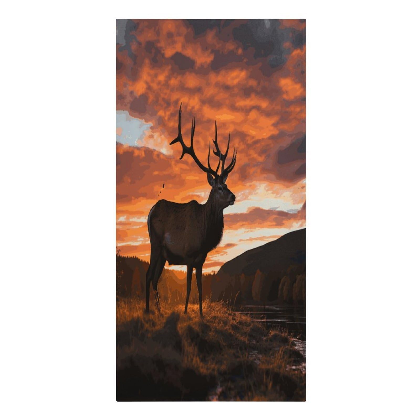 Khauerbc Style Red Deer Bull Elk Sunset Quick Dry Towels,Quick Dry Super Absorbent ，Large Oversized Beach Towel，61.4 * 30.3 Inches. Fiber Beach Towels Is Sand Proof Tropical Beach Essentials.