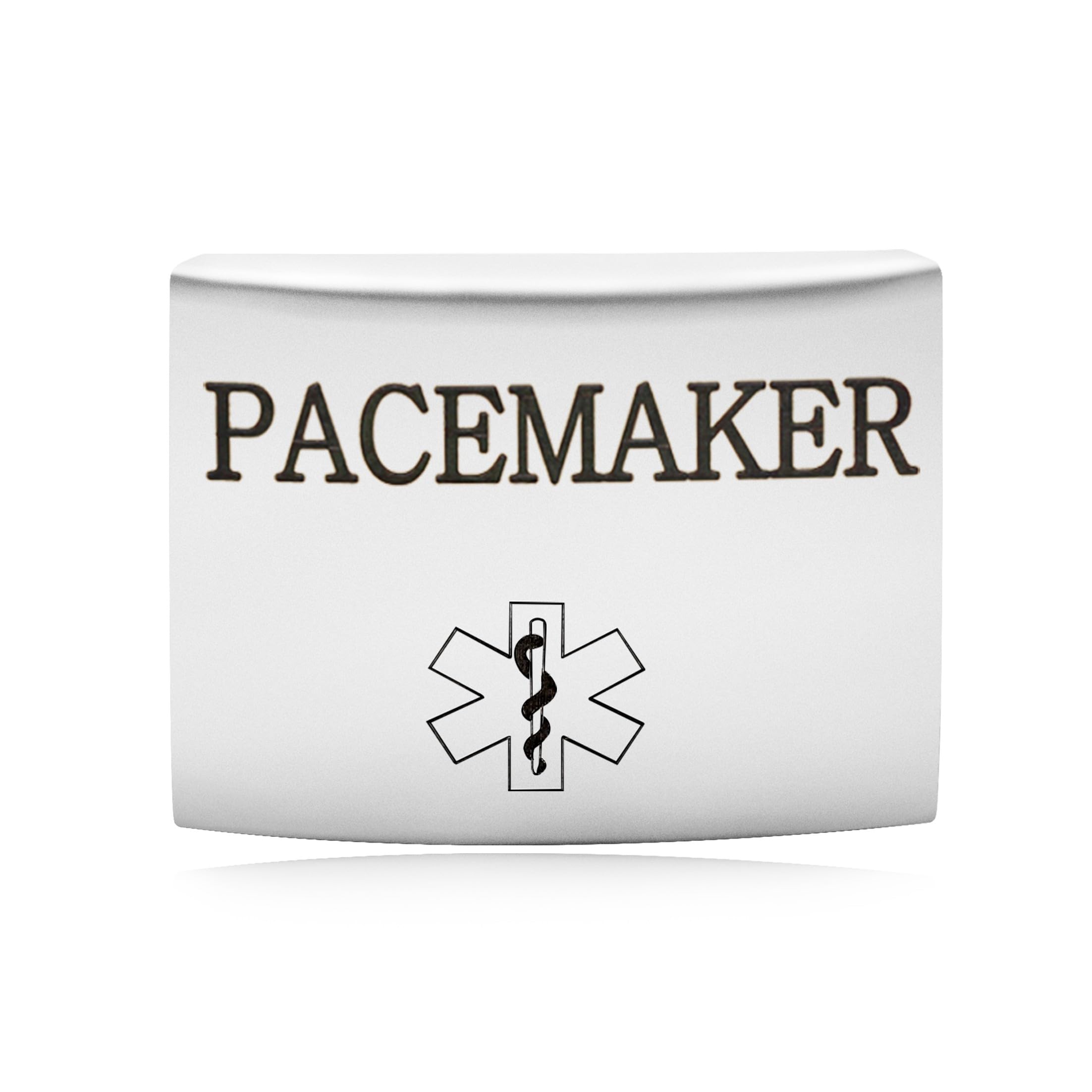 Oneress PACEMAKER Medical ID Watch Band Label, White Stainless Steel Engraved Warning Tag, Waterproof Hypoallergenic Medical Alert Tag for Women YA4313 White-PACEMAKER