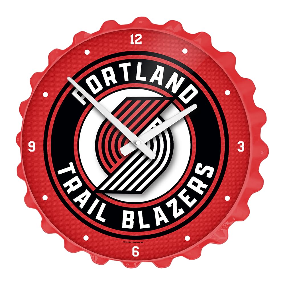 The Fan-Brand NBA Portland Trail Blazers: Bottle Cap Wall Clock- Sports Decor for Home, Game Room, Fan Cave & Garage - USA Made