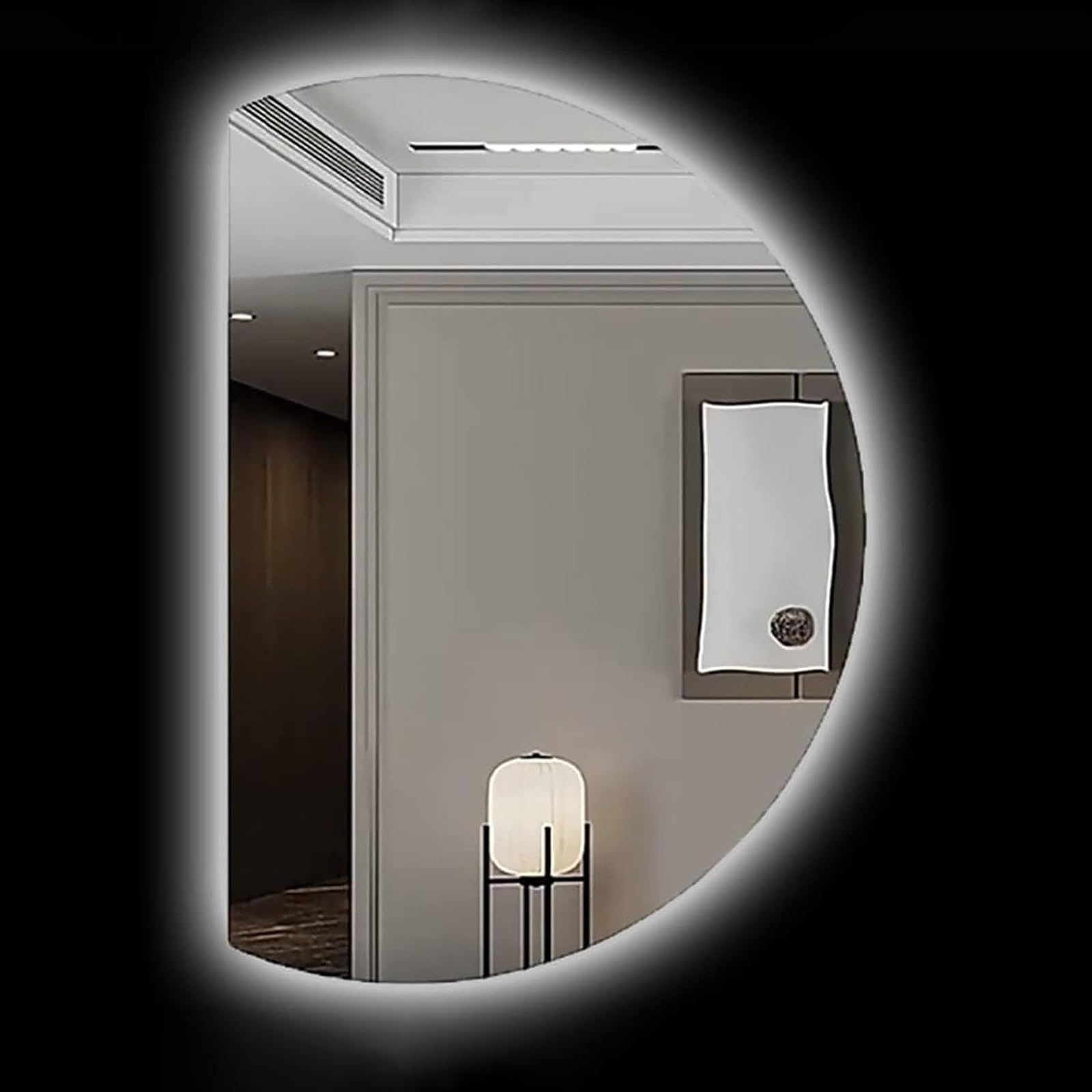 SXFSDOU Anti-Fog Bathroom Mirror for Vanity 39x28, Backlit LED 3 Colors Light Half Moon Wall Entryway Full Length 51x35 Home Decor(Left Cut,90x60cm/35x24)