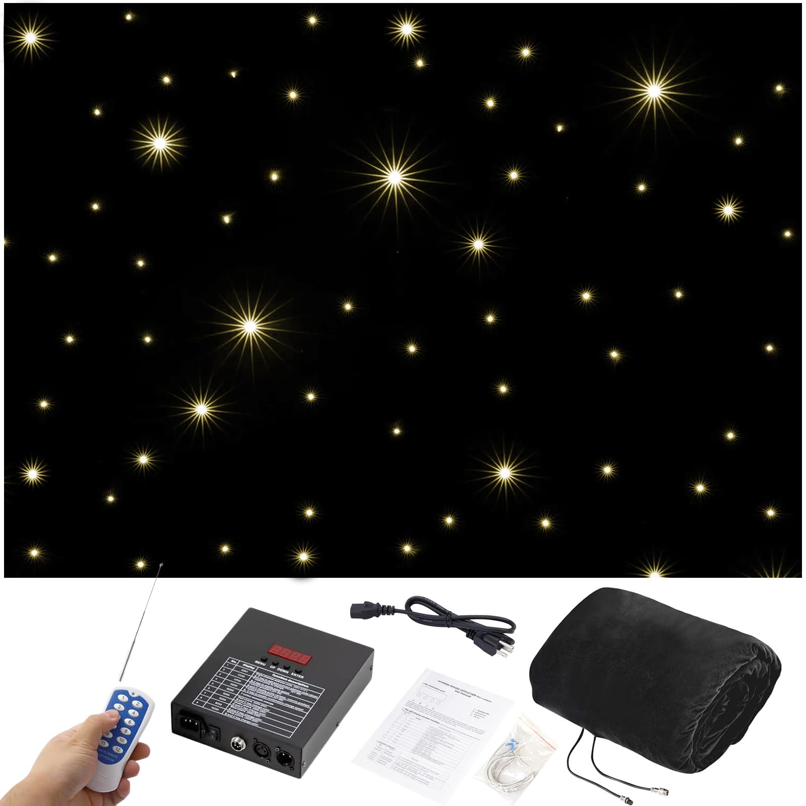 LED-Stern-Lichtvorhang-Hintergrund für Hochzeits- und DJ-Events, steuerbarer Stoffhintergrund, 3 x 4 m, Bühnendekoration für Partys und Clubs