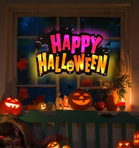 Miniatura 2 de TWINGLEHOME Decoración de Silhoutte para ventana de Halloween con 20 luces LED