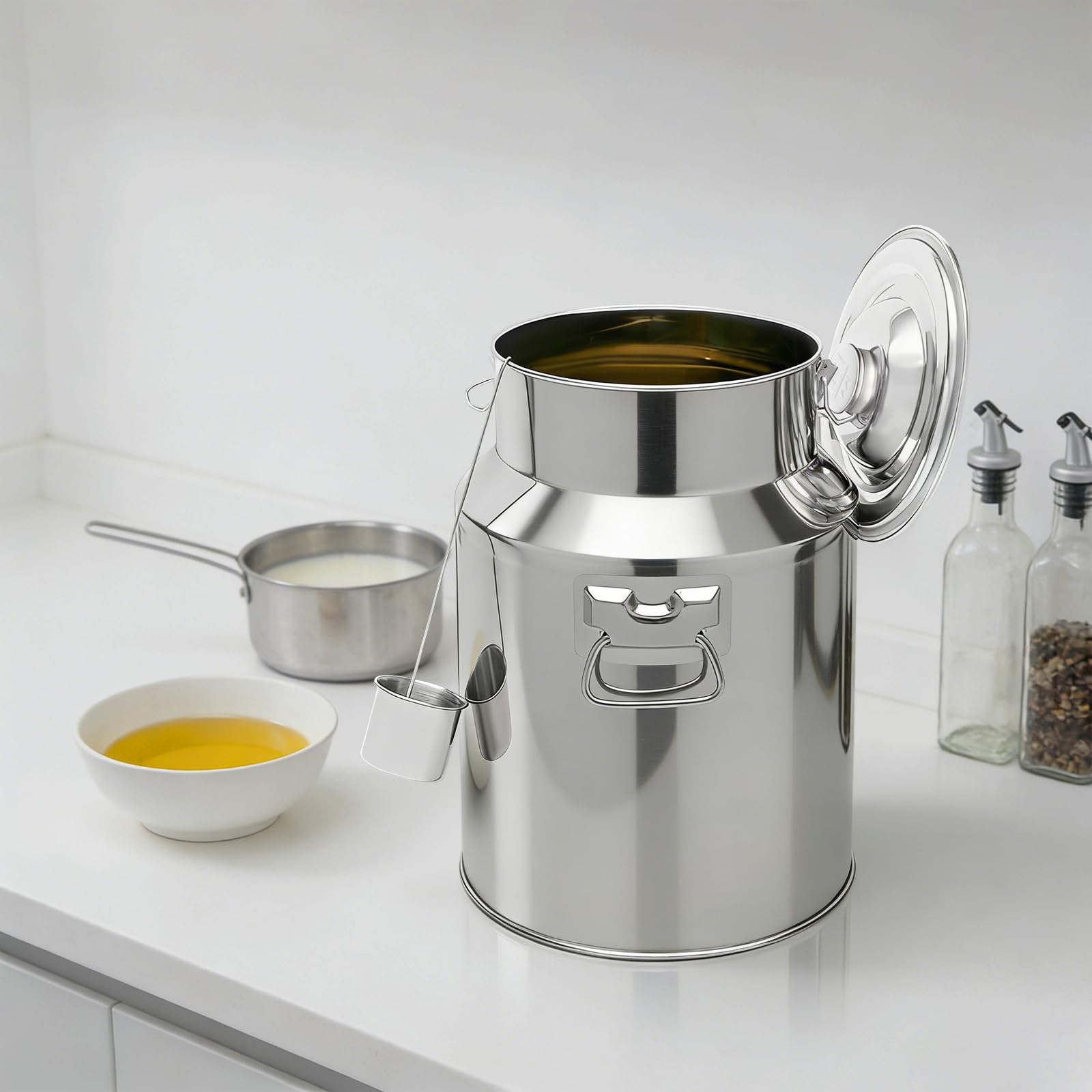 Pichet à lait hermétique 28 l en acier inoxydable avec couvercle anti-fuite, récipient de rangement robuste pour la maison, la cuisine, le restaurant, le commerce