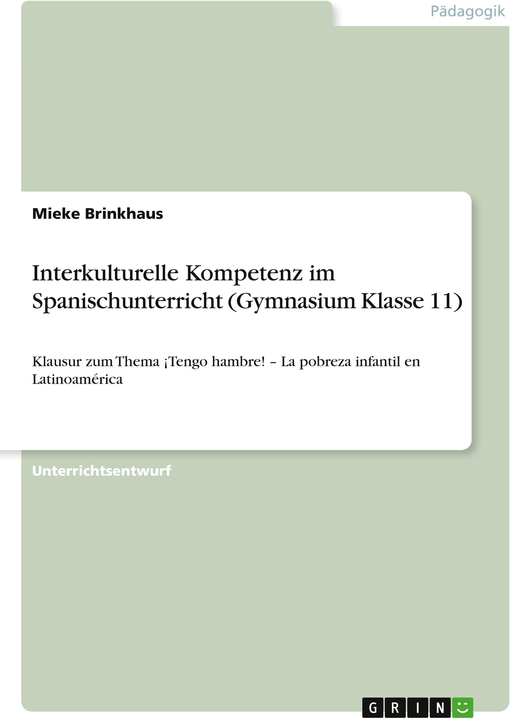 Interkulturelle Kompetenz im Spanischunterricht (Gymnasium Klasse 11): Klausur zum Thema ¡Tengo hambre! - La pobreza infantil en Latinoamérica