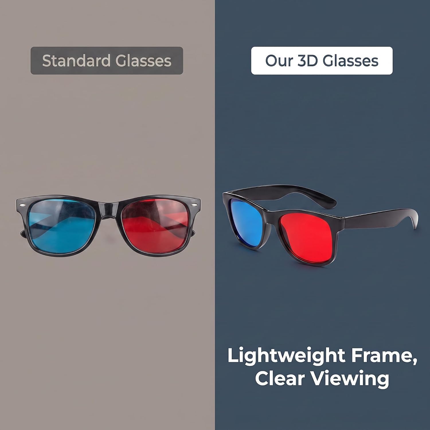 3D-Brille, 3D-Brille, 3D-Brille, universeller TV-Filmrahmen, 3D-Brille, DVD-Spielglas, 3D-Stil, leichtes Design, Fernseher und Video, Zubehör, Rot und Blau, 2 Stück