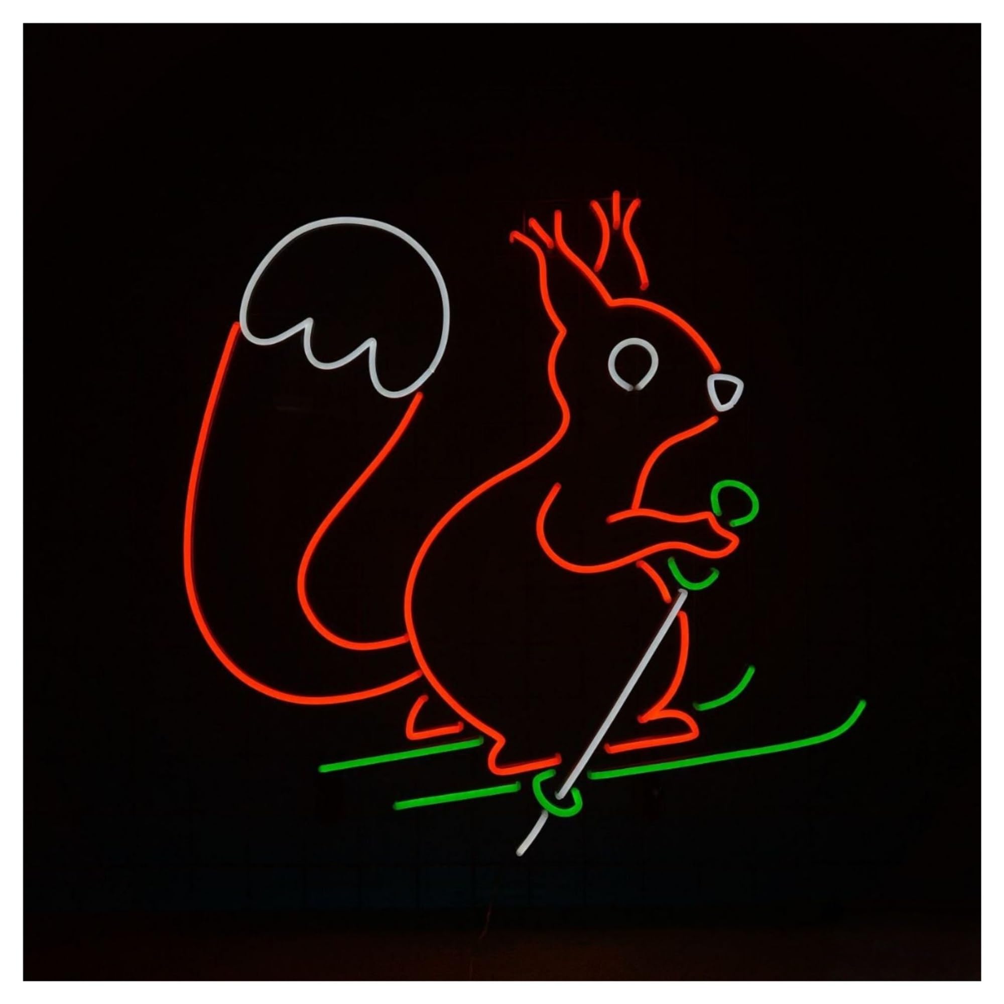 RONGCH Hanging Art Neon Signs Squirrel Skiing Neon Sign, Suitable for Kid Room Home Decor with Brightness Adjustable 50cm(A)
