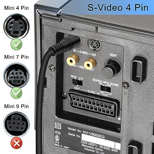 HAAMNING7 S Video Kabel SVHS Mini DIN Stecker 4 polig S-Videokabel Adapter für Super-Video-TV, Camcorder, VHS Videorecorder Recorder, DVR, DVD-Player, vergoldete Stecker, 2 Stück