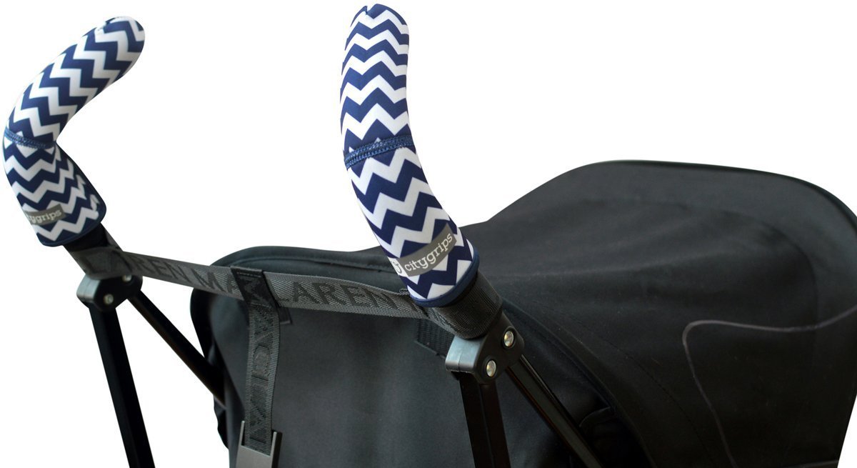 Choopie Stroller Grip Covers, Chevron Navy, Double Bar