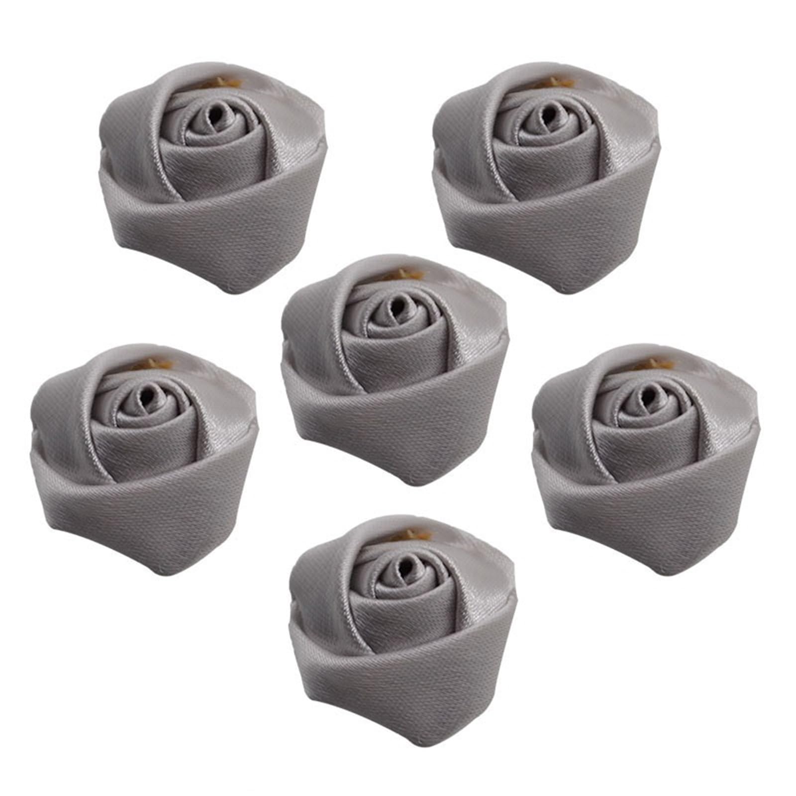 MDSRFGN Fabric Flowers 20pcs 2cm Mini Satin Rose Ribbon Rosettes Fabric Flower DIY Flowers For Home Wedding Decoration Craft(Silver)