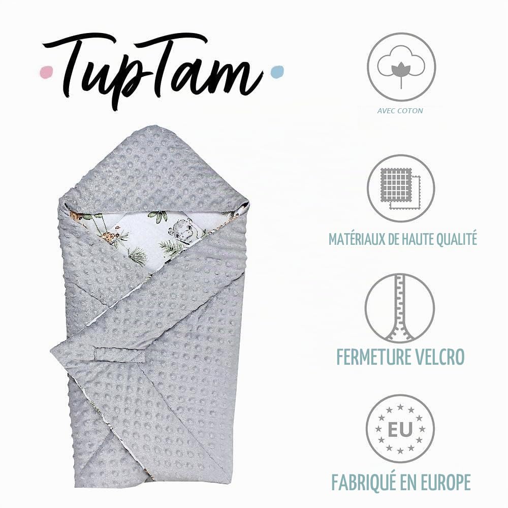 TupTam Couverture Enveloppante pour Siège Auto pour Bébé, Safari/Lion/Marron/Feuilles/Vert, Taille Unique