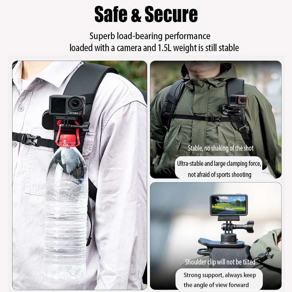 aiworth Magnetic Backpack Shoulder Strap Mount, Portable Quick Release Camera Holder for Action Camera Max Hero - Image 4