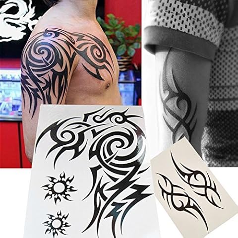 Kotbs 8 Sheets Waterproof Large Temporary Tattoos Men Tribal Totem Tattoo Sticker Make up Body Art Fake Tattoo Cover