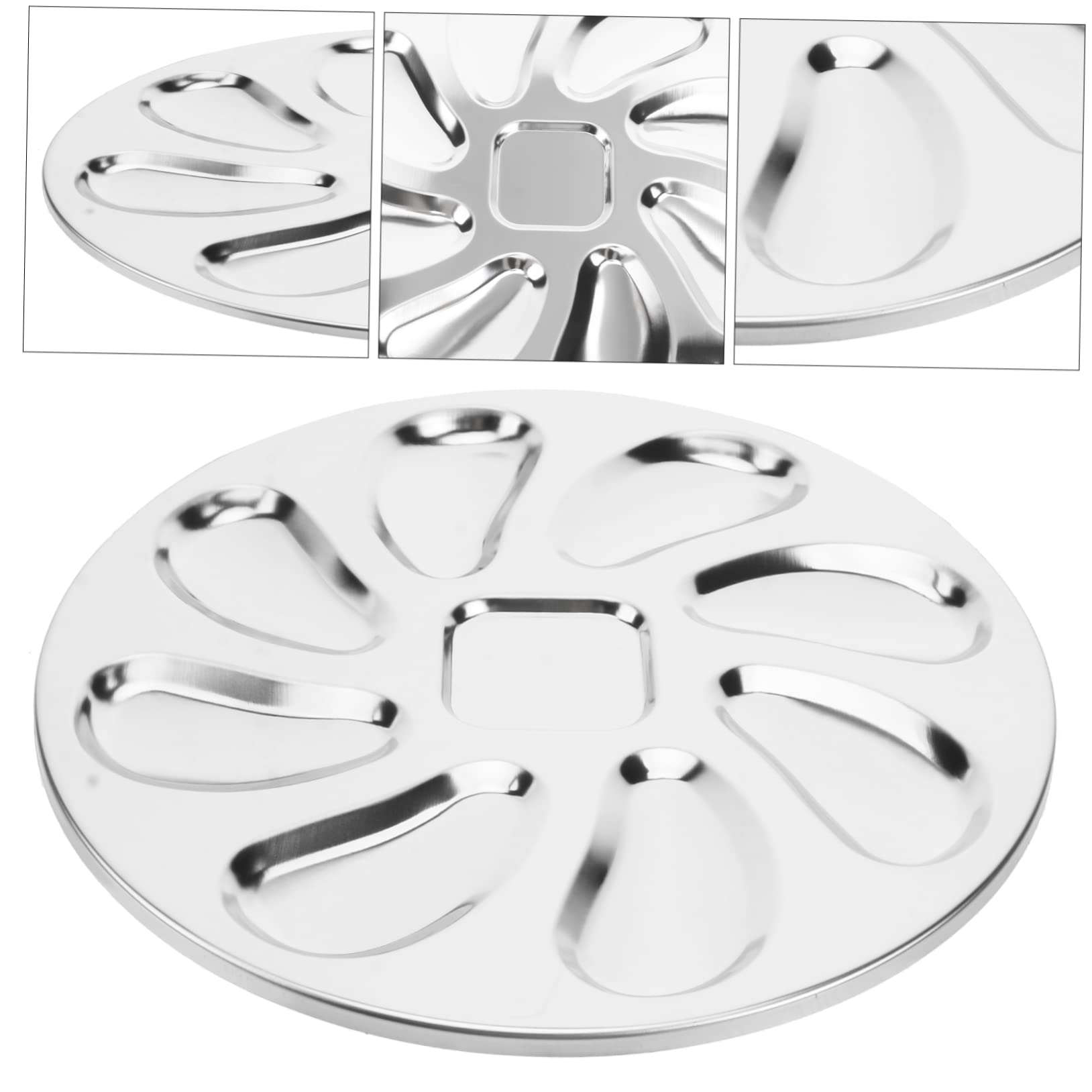 Kichvoe Plat à Huîtres en Acier Inoxydable Argenté Finition Polie, Compatible Lave-Vaisselle, pour Restaurant et Cuisson des Fruits de Mer