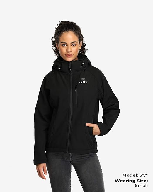 Ororo women's slim fit heated jacket with battery pack and detachable hood Outlet
